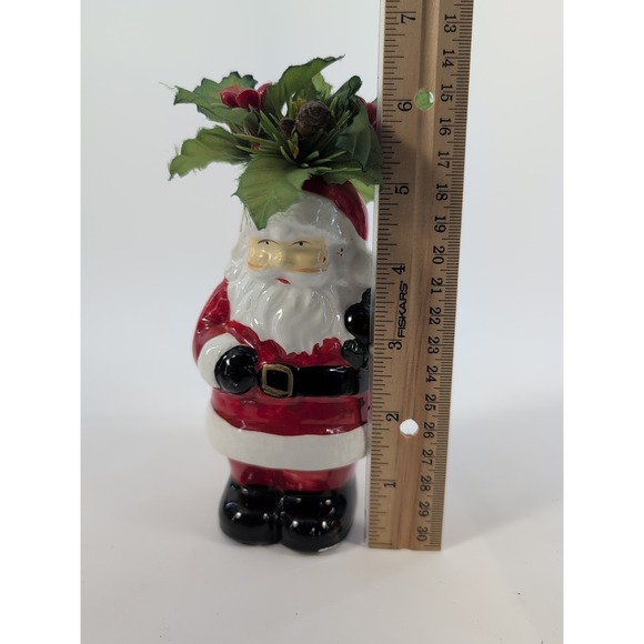 Vintage Santa 6" Planter Ceramin J.S.N. Made In Taiwan‎ Christmas Decor - Picture 6 of 8